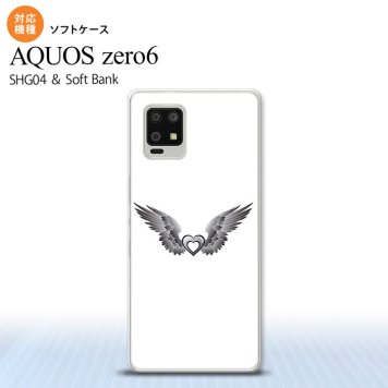 SHG04 SHG04 ZERO6 AQUOS zero6 スマホケース ソフトケース 黒翼 ハート 白 グレー メンズ レディース nk-zero6-tp470
