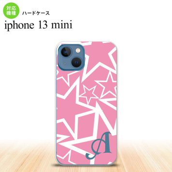 iPhone13mini iPhone13 mini ケース ハードケース 星 ピンク 白 +アルファベット  nk-i13m-1118i