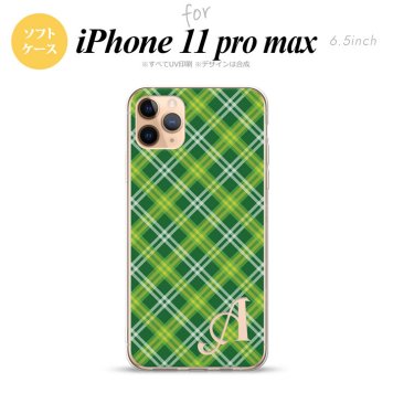 iPhone11ProMax iPhone11pro max スマホケース ソフトケース チェック A 緑 +アルファベット メンズ レディース nk-i11pm-tp435i