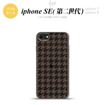 iPhoneSE 2 第二世代 iPhone8&iPhone7 共用 スマホケース 背面カバー ソフトケース 千鳥 格子 大 茶 クリア おしゃれ かわいい かっこいい メンズ レディース nk-ise2-tp927