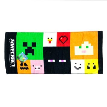 マインクラフト Minecraft タオルＭ 集合（スクエア） マイクラ フェイスタオル ブラック