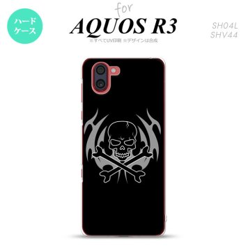 SH-04L SHV44 R3 AQUOS R3 スマホケース カバー ドクロ 黒 nk-r3-514