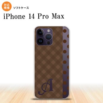 iPhone14 ProMax iPhone14 Pro Max スマホケース 背面ケースソフトケース チェック ドット 茶 +アルファベット 2022年 9月発売 nk-i14pm-tp1525i