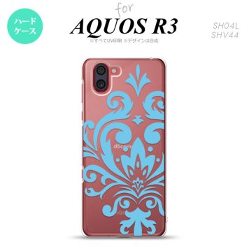 SH-04L SHV44 R3 AQUOS R3 スマホケース カバー ダマスク D 水色 nk-r3-1035