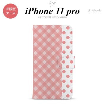 iPhone11Pro iPhone11 Pro 手帳型スマホケース カバー チェック ドット ピンク  nk-004s-i11p-dr1521