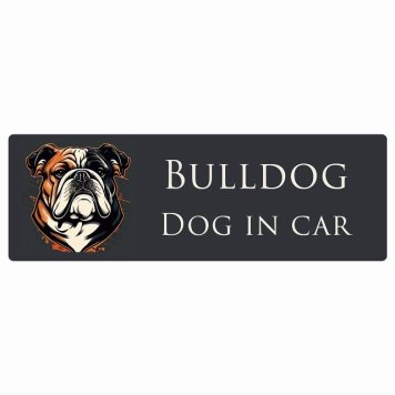 イラスト付 ドッグ カーステッカー Dog in Car ブルドッグ Aタイプ セーフティサイン 犬種別 長方形 15x5cm シール リア あおり運転対策 Dog Sticker 安全対策 カーサイン