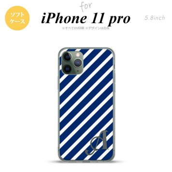 iPhone11Pro iPhone11 Pro スマホケース ソフトケース ストライプ 青 白 +アルファベット メンズ レディース nk-i11p-tp716i