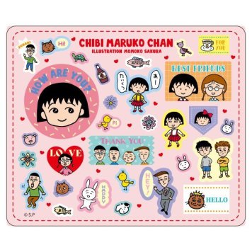 ちびまる子ちゃん マウスパッド みんな ちびまる子ちゃん原作35周年 PC用品 パソコン ピンク
