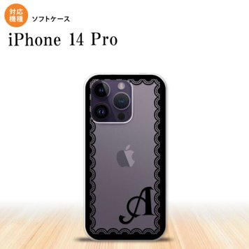 iPhone14 Pro iPhone14 Pro スマホケース 背面ケースソフトケース レース 黒 +アルファベット 2022年 9月発売 nk-i14p-tp362i