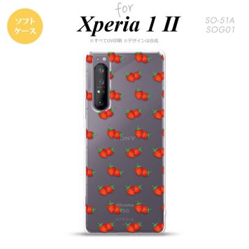 Xperia 1 II 5G スマホケース 背面カバー ストラップホール有り ソフトケース 苺 イチゴ 小 赤 ストラップホール おしゃれ かわいい かっこいい メンズ レディース nk-xp12-tp045