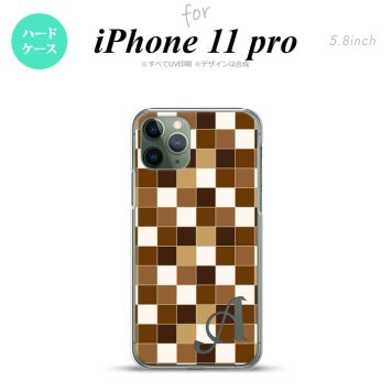 iPhone11Pro iPhone11 Pro スマホケース ハードケース スクエア モザイク 茶 +アルファベット メンズ レディース nk-i11p-1021i