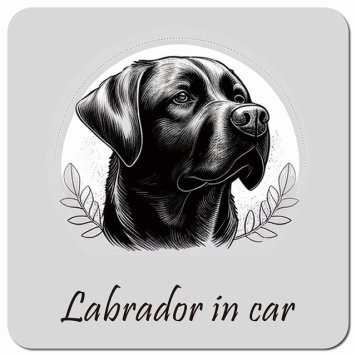 イラスト付 Dog in Car ラブラドール Aタイプ カーサイン 車 マグネットステッカー 犬 マグネット 強力 13x13cm 正方形 おしゃれ かわいい ドラレコステッカー 安全対策 危険運転 煽り運転 アニマル 動物 犬種別 屋外 防水 屋内