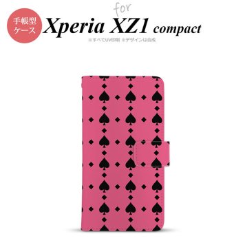 【手帳型 スマホ カバー ケース】【SO02K】【エクスペリア XZ1】手帳型 ケース SO-02K スマホ カバー Xperia XZ1 Compact エクスペリア トランプ(スペード) ピンク×黒 nk-004s-so02k-dr538【メール便送料無料】