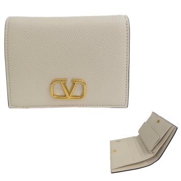 ヴァレンティノ VALENTINO 二つ折り財布 5W2P0R39 SNP I16 Vロゴ シグネチャー スモール ミニ財布 ライトアイボリー VLOGO SIGNATURE FLAP FRENCH WALLET