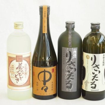 旨味がぎっしり詰まった本格麦焼酎お楽しみ4本セット(熟成麦 夢のひととき25度 りさいたる27度 長期貯蔵りさいたる30度 本格麦 中々25度) 720ml×4本