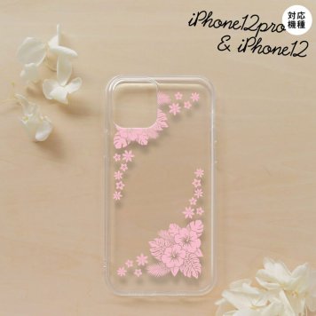 iPhone12/iPhone12pro iPhone12 / iPhone12pro スマホケース ソフトケース ハイビスカス E クリア ピンク メンズ レディース nk-i12-tp1056