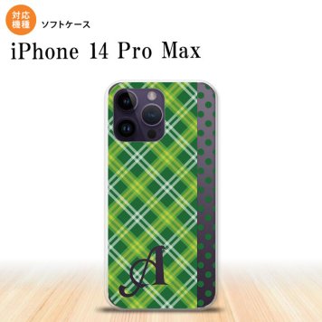 iPhone14 ProMax iPhone14 Pro Max スマホケース 背面ケースソフトケース タータン ドット 緑 +アルファベット 2022年 9月発売 nk-i14pm-tp1533i
