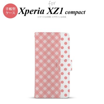 【手帳型 スマホ カバー ケース】【SO02K】【エクスペリア XZ1】手帳型 ケース SO-02K スマホ カバー Xperia XZ1 Compact エクスペリア チェック･ドット ピンク nk-004s-so02k-dr1521【メール便送料無料】