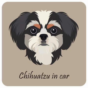 ドッグ カーステッカー イラスト付 Dog in Car チワズー Aタイプ セーフティサイン 犬種別 正方形 13x13cm シール リア あおり運転対策 Dog Sticker 屋外 屋内 防水 かわいい おしゃれ 安全対策 カーサイン
