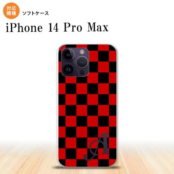 iPhone14 ProMax iPhone14 Pro Max スマホケース 背面ケースソフトケース スクエア 黒 赤 +アルファベット 2022年 9月発売 nk-i14pm-tp763i