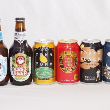 クラフトビール6本セット(インドの青鬼IPA缶 名古屋赤味噌ラガー缶 よなよなエール缶 東京ブラック缶 常陸野ホワイトエール瓶 常陸野ネスト瓶) 350ml×4本 330ml×2本