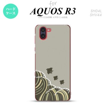 SH-04L SHV44 R3 AQUOS R3 スマホケース カバー 波鳥 グレー nk-r3-1734