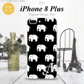 【iPhone8Plus】【スマホケース/スマホカバー】【アイフォン8プラス】iPhone8Plus スマホケース ケース アイフォン8プラス イニシャル ゾウ柄 黒 nk-ip8p-tp774ini【メール便送料無料】