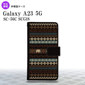 Galaxy A23 GalaxyA23 手帳型スマホケース カバー エスニック ゾウ 黒 2022年 10月発売 nk-004s-a23-dr1571