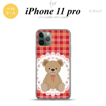 iPhone11Pro iPhone11 Pro スマホケース ソフトケース くま チェック レース 赤 メンズ レディース nk-i11p-tp755