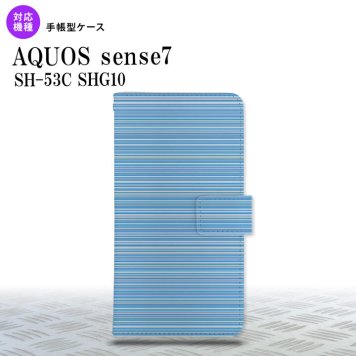 sense7 sense7 手帳型スマホケース カバー ボーダー 細 青 2022年 11月発売 nk-004s-sens7-dr1288