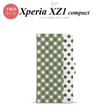 【手帳型 スマホ カバー ケース】【SO02K】【エクスペリア XZ1】手帳型 ケース SO-02K スマホ カバー Xperia XZ1 Compact エクスペリア チェック･ドット 白×緑 nk-004s-so02k-dr1523【メール便送料無料】