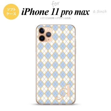 iPhone11ProMax iPhone11pro max スマホケース ソフトケース アーガイル 青 グレー +アルファベット メンズ レディース nk-i11pm-tp1413i