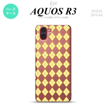 SH-04L SHV44 R3 AQUOS R3 スマホケース カバー アーガイル クリア 黄 nk-r3-1406