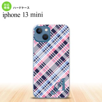 iPhone13mini iPhone13 mini ケース ハードケース チェック A ピンク 青 +アルファベット  nk-i13m-439i