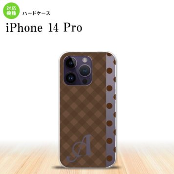 iPhone14 Pro iPhone14 Pro スマホケース 背面ケース ハードケース チェック ドット 茶 +アルファベット 2022年 9月発売 nk-i14p-1525i