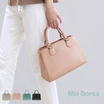 バッグ 本革 フォーマルバッグ レディース ハンドバッグ 2way ショルダー Mia Borsa 牛革 ミニバッグ レザー 肩掛け 小さめ 革 通勤 ショルダーストラップ 入学式 卒業式 黒 ミニ ギフト プレゼント 5F (07000337r)