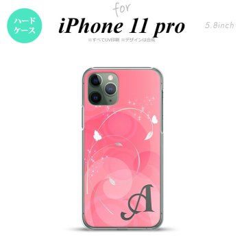 iPhone11Pro iPhone11 Pro スマホケース ハードケース バタフライ 蝶 A ピンク +アルファベット メンズ レディース nk-i11p-202i