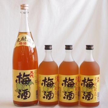 梅酒4本セット(芋焼酎仕込五代梅酒(鹿児島)) 1800ml×1本 720ml×3本