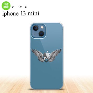 iPhone13mini iPhone13 mini ケース ハードケース 黒翼 ハート グレー  nk-i13m-466