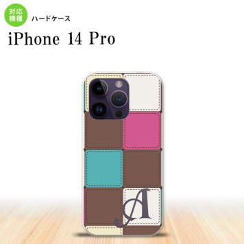 iPhone14 Pro iPhone14 Pro スマホケース 背面ケース ハードケース パッチワーク ミックスE 茶 +アルファベット 2022年 9月発売 nk-i14p-1675i
