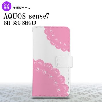 sense7 sense7 手帳型スマホケース カバー レース ピンク 2022年 11月発売 nk-004s-sens7-dr724