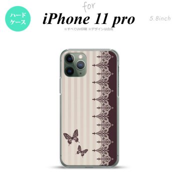 iPhone11Pro iPhone11 Pro スマホケース ハードケース バタフライ 蝶 レース 茶 メンズ レディース nk-i11p-1284