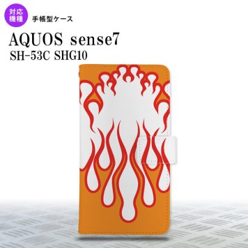 sense7 sense7 手帳型スマホケース カバー ファイヤー 炎 白 赤 2022年 11月発売 nk-004s-sens7-dr1309