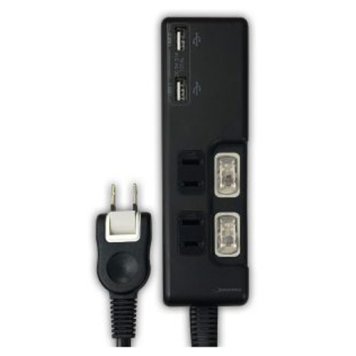 磁気研究所 HIDISC USB 2ポート付 節電タップ(独立スイッチ付) 2個口+2USBポート ブラック HDUTC2U2B