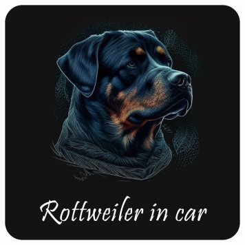 ドッグ カーステッカー イラスト付 Dog in Car ロットワイラー B タイプ セーフティサイン 犬種別 正方形 13x13cm シール リア あおり運転対策 Dog Sticker 屋外 屋内 防水 かわいい おしゃれ 安全対策 カーサイン