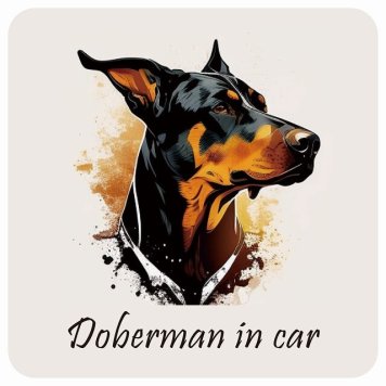ドッグ カーステッカー イラスト付 Dog in Car ドーベルマン B タイプ セーフティサイン 犬種別 正方形 13x13cm シール リア あおり運転対策 Dog Sticker 屋外 屋内 防水 かわいい おしゃれ 安全対策 カーサイン