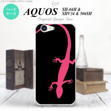 【SH04H】【スマホケース/スマホカバー】【アクオス ゼータ】SH04H スマホケース AQUOS ZETA SH04H カバー アクオス ゼータ トカゲ 黒×ピンク nk-sh04h-507【メール便送料無料】