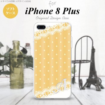 【iPhone8Plus】【スマホケース/スマホカバー】【アイフォン8プラス】iPhone8Plus スマホケース ケース アイフォン8プラス イニシャル ドット・レースB 黄 nk-ip8p-tp1613ini【メール便送料無料】