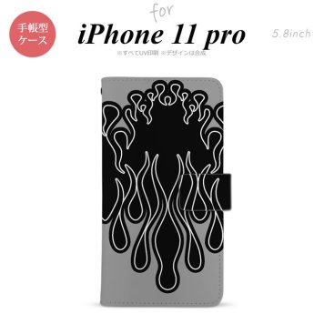 iPhone11Pro iPhone11 Pro 手帳型スマホケース カバー ファイヤー 炎 黒 黒  nk-004s-i11p-dr1302