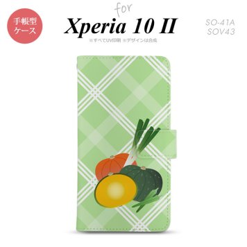 Xperia10 II 手帳型 スマホケース 全面印刷 おしゃれ ストラップホール有り ベジタブル カボチャ nk-004s-xp102-dr665